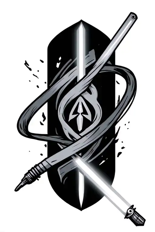 jedi emblem and lightsaber intertwined tattoo design idea
