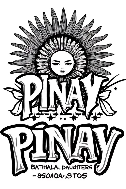 "Pinay" "Pinay" Filipino 3 stars and the sun, bathala daughters, pinay in words tattoo design idea