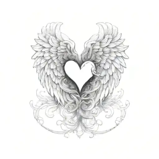 love, soulmate, angel, heart, forever,  tattoo design idea