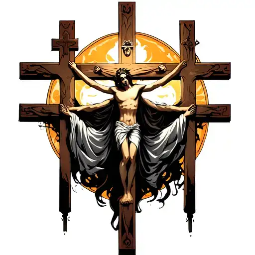 three crosses on golgotha tattoo design idea