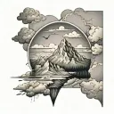 a minimal style tattoo with mountains and clouds symbolizing a free spirit tattoo design idea