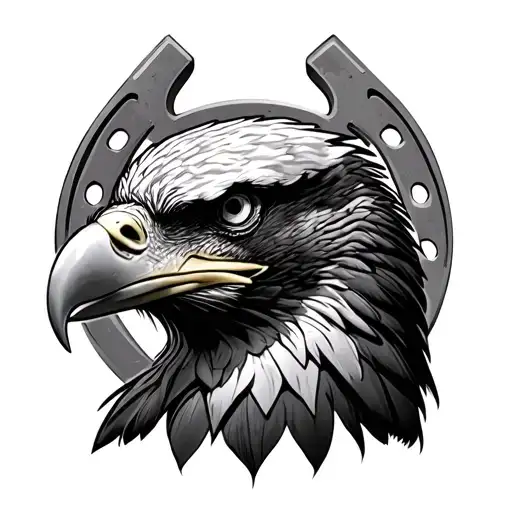 bald eagle, horseshoe, BBJ tattoo design idea