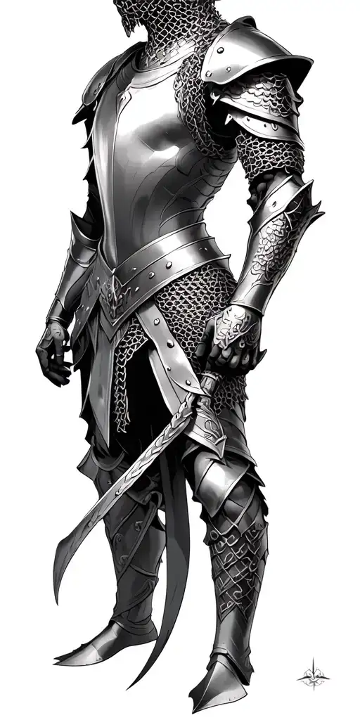 armor including chain mail tattoo design idea