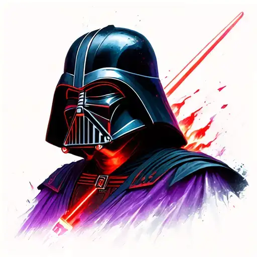Darth Revan helmet engulfed in red and purple light  tattoo design idea