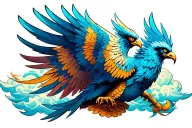 garuda / cloud background / flying / full power tattoo design idea