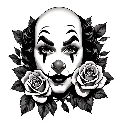 chola clown,  roses tattoo design idea
