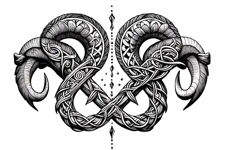 Sagittarius and aries combined tattoo celtic style smybols tattoo design idea