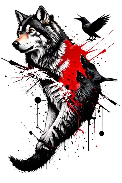 a wolf and a crow, a bear and lynx as a tattoo on the arm tattoo design idea
