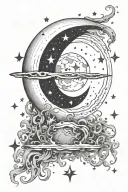 moon space magic paranormal ritual music love stars scare tattoo design idea