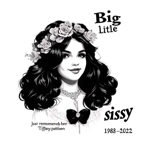 for a sister to remember sister Tiffany pattison without a face just remembering her 1981-2022 phrase big little sissy tattoo design idea