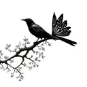 1 black crow earthy feminine fairy wings in tree tattoo design idea