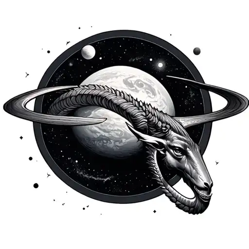 cancer and Capricorn planetary rulerscombined  tattoo design idea