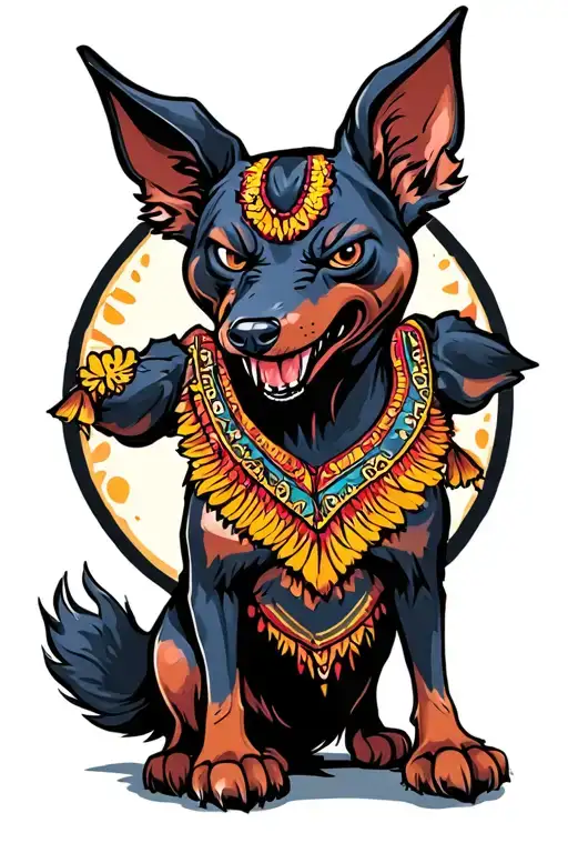 two Xoloitzcuintle angry and happy tattoo design idea