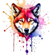wolf paint splatter tattoo design idea