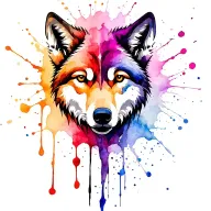 wolf paint splatter tattoo design idea