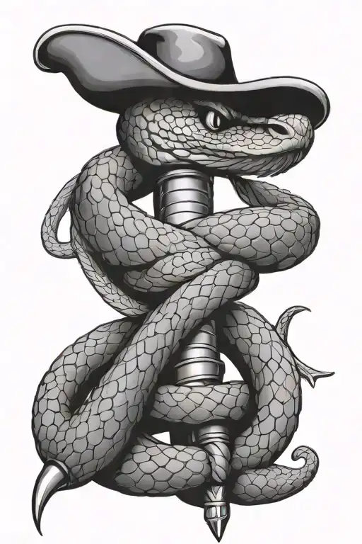 snake wrapped around dagger tattoo design idea