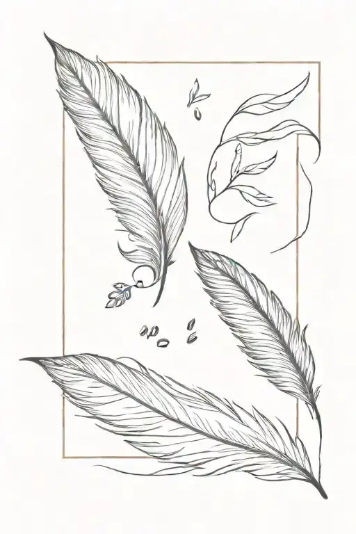 bird feather and dog paw print inside tattoo design idea