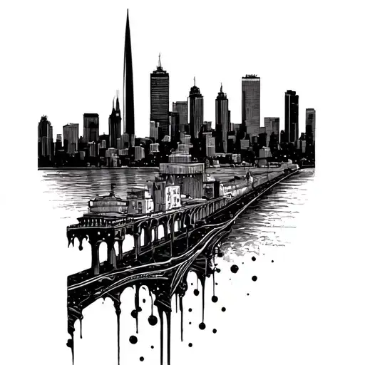 burning st louis skyline tattoo design idea