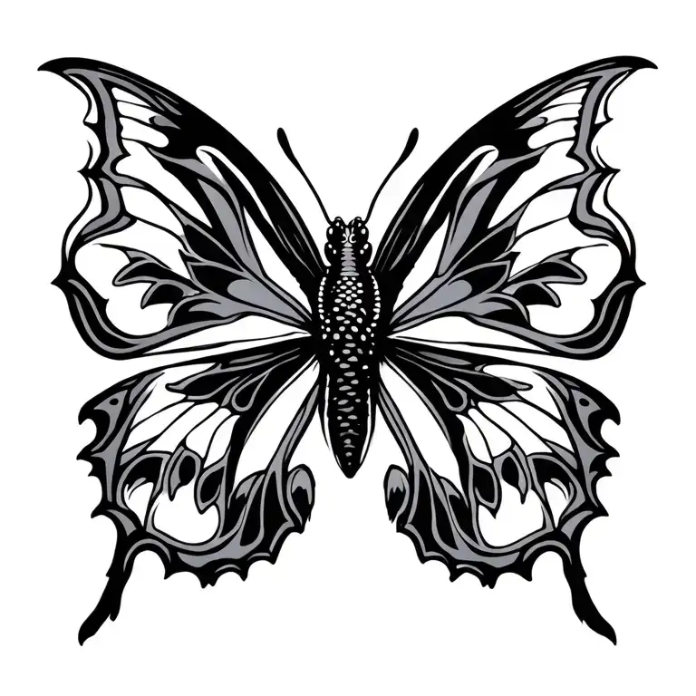 Japan Salamander butterfly in very fine tribal tattoo design idea
