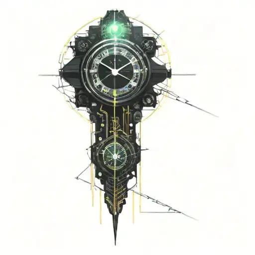 clock and maths tattoo design idea