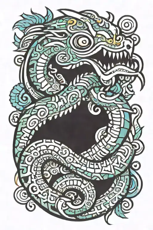 Aztec serpent wrapped tattoo design idea