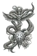 dark gothic nurses caduceus snakes staff symbol tattoo design tattoo design idea