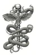 dark gothic nurses caduceus snakes staff symbol tattoo design tattoo design idea