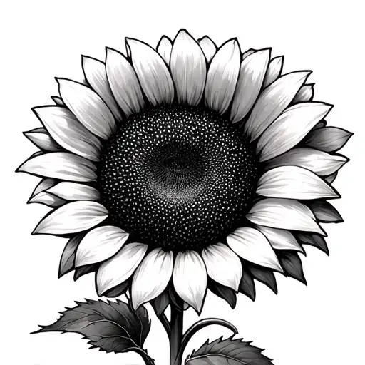 Sunflower Black And White tattoo design idea