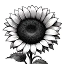 Sunflower Black And White tattoo design idea