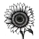 Sunflower Black And White tattoo design idea