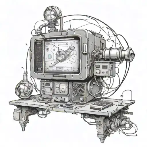 science, computer, dystopia tattoo design idea