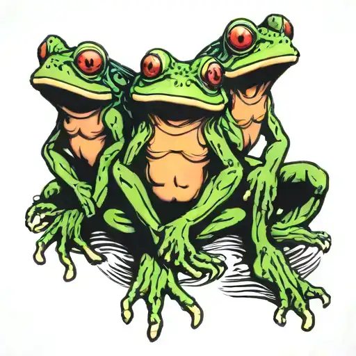 see no evil  speak no evil three frogs tattoo design idea