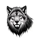 Half Wolf Half Lion tattoo design idea