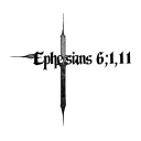 the words "Ephesians 6:11" with a like going through it making it into a cross tattoo design idea
