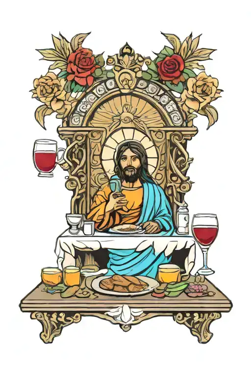 Jesus last supper with black people tattoo design idea