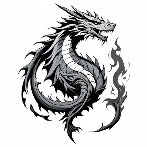 viking knotwork design incorporating dragon breathing fire tattoo design idea
