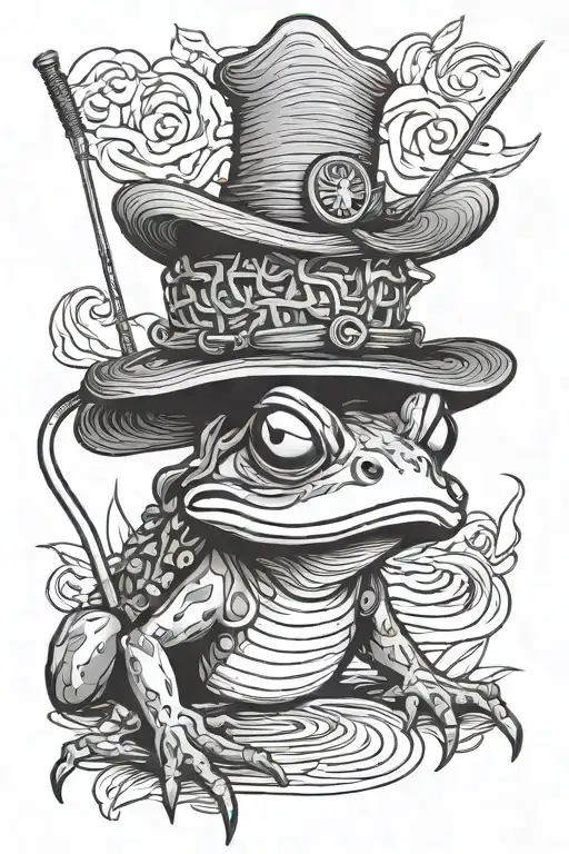 samurai frog fishing with a straw hat japanese style tattoo design idea
