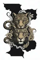 panter face split in 2 tattoo design idea