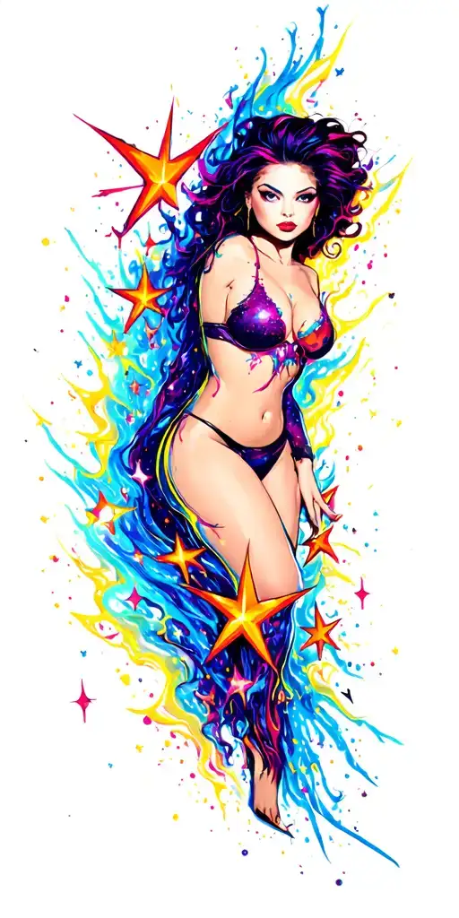 slutty sexy stars swooshing line galaxy  storm tattoo design idea