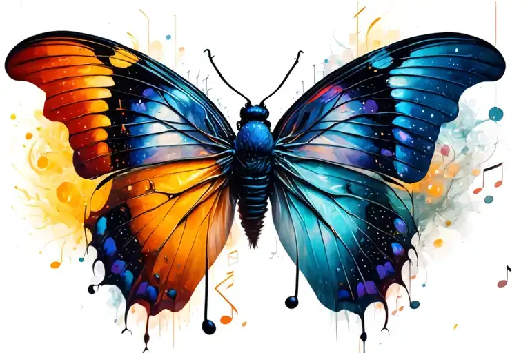 moth butterfly effect music guitar strings transforming tattoo design idea