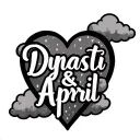 "Dynasti & April" "Dynasti & April" "Dynasti & April" "Dynasti & April" Name in Heart Shape Clouds tattoo design idea
