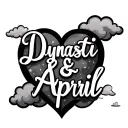 "Dynasti & April" "Dynasti & April" "Dynasti & April" "Dynasti & April" Name in Heart Shape Clouds tattoo design idea
