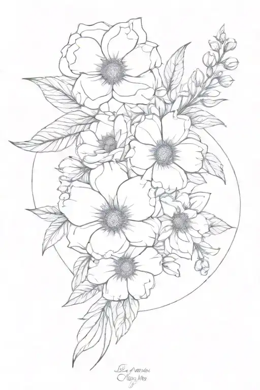 birth month flowers January, April,may,June,August,September, October, november tattoo design idea