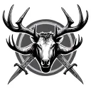 elk antlers with crossed swords tattoo design idea