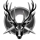elk antlers with crossed swords tattoo design idea