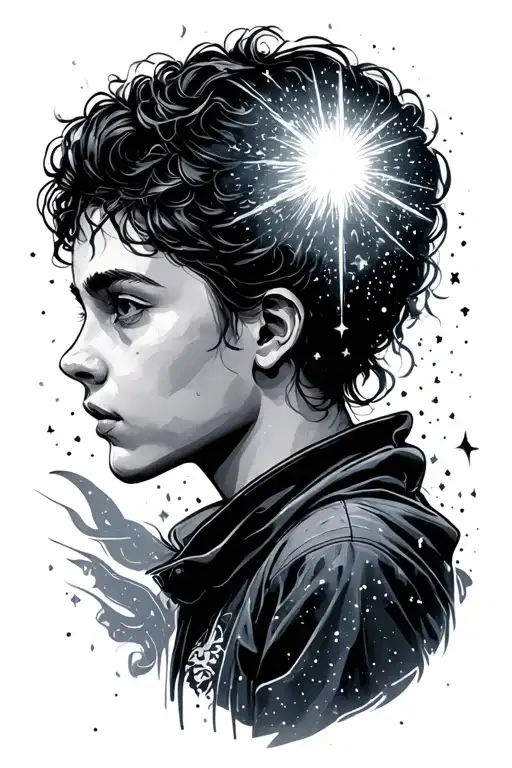 loner looking at stars tattoo design idea