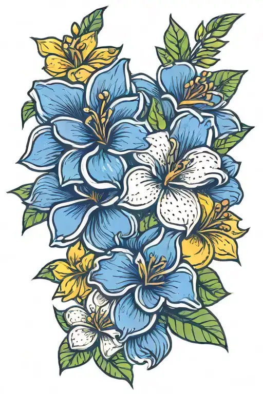 roses frangipani flowers colourfull tattoo design idea