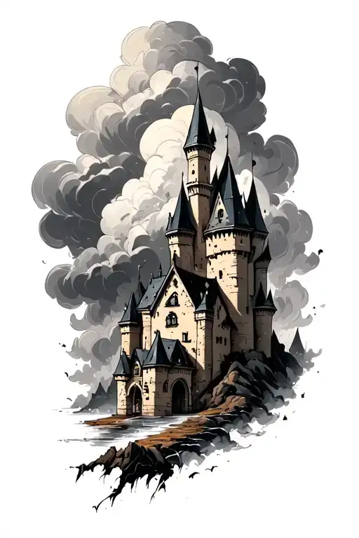 castle weathering a storm tattoo design idea