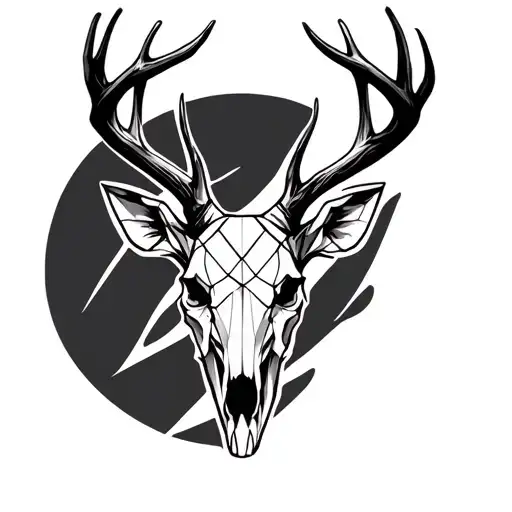 whitetail deer skull geometric tattoo design idea