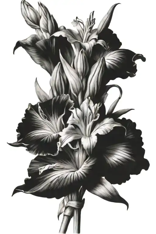gladiolus flower with stems tied together tattoo design idea